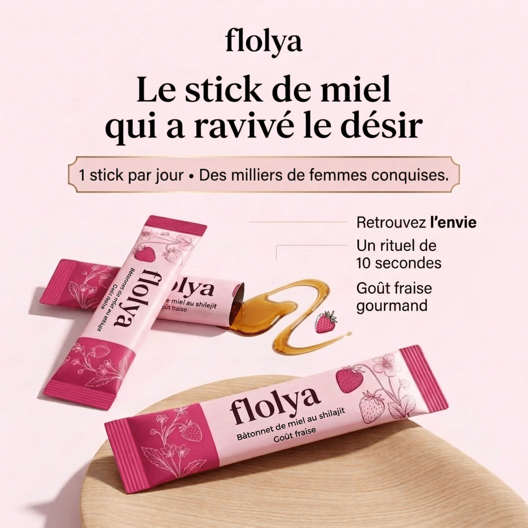 Honey Sticks Désir – Cure Plaisir Féminin - 1 Boîte – Cure 1 mois - Flolya